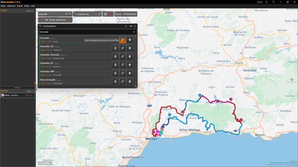 RouteIdiot -Routenplanung ganz einfach, Address search