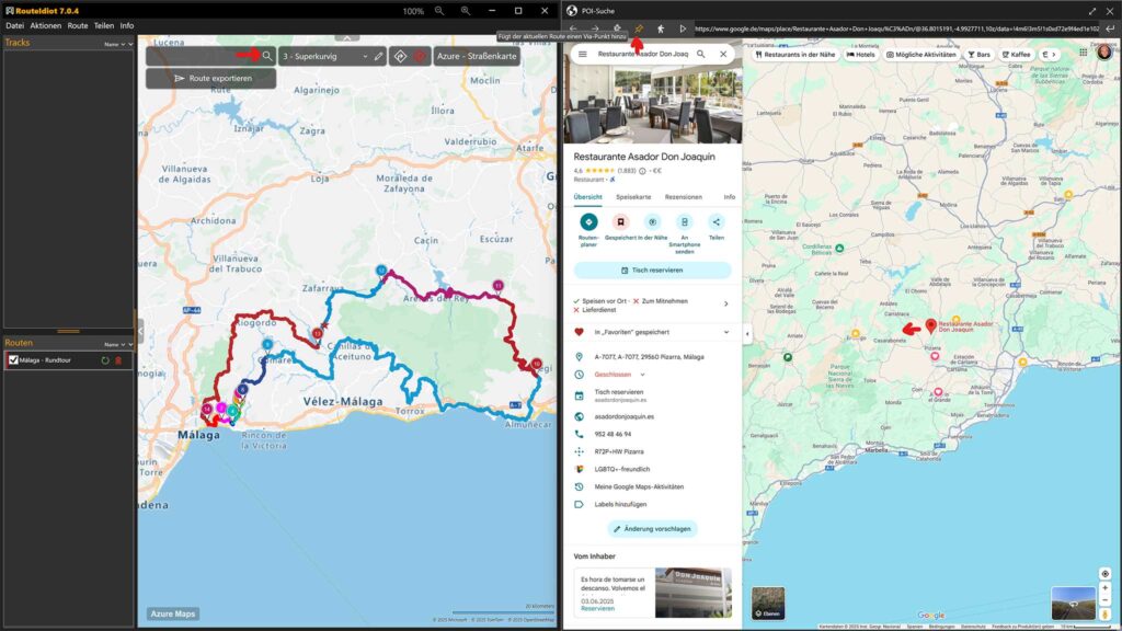 RouteIdiot -Routenplanung ganz einfach, Google-Maps-POIs